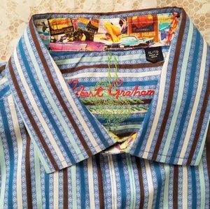 Robert Graham Blue Striped Multicolor Sport Shirt